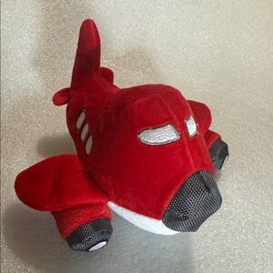 Vibrant Red Plush Airplane Stuffed Toy